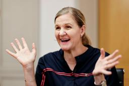 共同通信のインタビューに応じるIOCのコベントリー会長=14日午後、東京都内