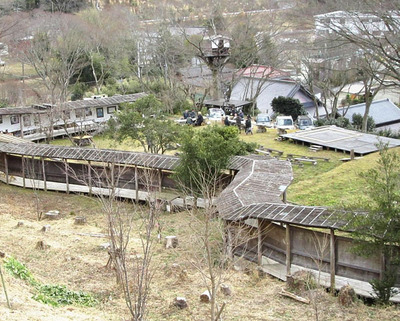 回廊美術館は万本桜の山にある。この里山全体と、桜の植樹に集う人たちが現代アートと言える