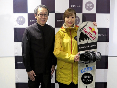 鬼塚選手（右）はアルツ磐梯のスクールで育った五輪選手。世界の舞台を楽しんで、子どもたちの希望になってほしい