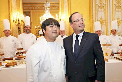 フランスのオランド大統領（右）やモナコのアルベール大公に福島の食材で作った料理を食べてもらえた。風評払拭への一歩をしるせてよかった