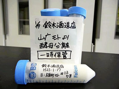 県ハイテクプラザ会津若松技術支援センターに送った山廃酒母。酒母の生存で鈴木酒造店の歴史がつながった