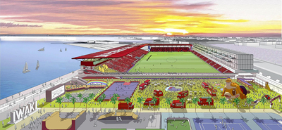 新スタジアムのイメージ。地域の発展に貢献する施設づくりが求められる