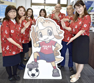いわきＦＣのマスコットキャラクター「ハーマー＆ドリー」のプラダン看板