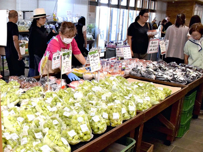 旬のフルーツなどが並ぶ店内