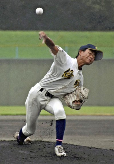 【修明・白河旭・県立石川―勿来工】７回を無失点で抑えた修明・白河旭・県立石川の先発大竹＝白河グリーンスタジアム