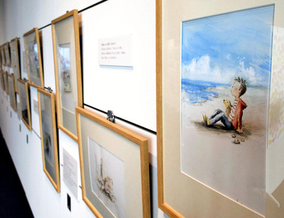 絵本「ぼくのうまれたところ、ふくしま」の原画を展示している企画展
