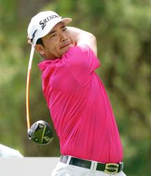 　練習ラウンドで調整する松山英樹＝クウェイルホロー・クラブ（共同）