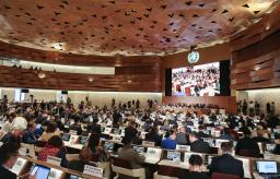 　スイス・ジュネーブで開かれたＷＨＯの総会＝２０日（共同）