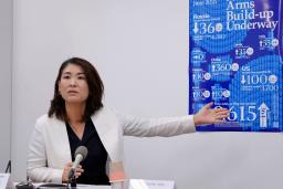 　記者会見する長崎大核兵器廃絶研究センターの中村桂子准教授＝４日午前、長崎市