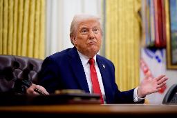 　ホワイトハウスで話すトランプ米大統領＝３月、ワシントン（ゲッティ＝共同）