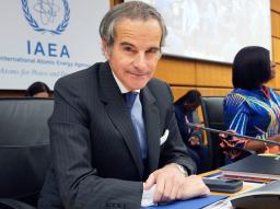 　ＩＡＥＡの定例理事会に臨むグロッシ事務局長＝９日、ウィーン（共同）