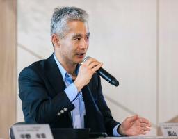 　記者会見するヤンマーＨＤの奥山博史取締役＝１１日、東京都中央区