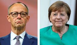 　ドイツのメルツ首相、メルケル元首相（いずれもロイター＝共同）
