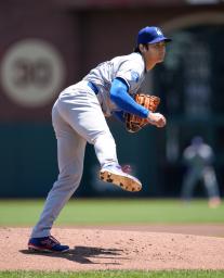 　ジャイアンツ戦に先発登板したドジャース・大谷＝サンフランシスコ（共同）