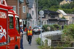 　ヒグマ１頭が駆除された現場付近＝１８日午前４時４６分、北海道福島町