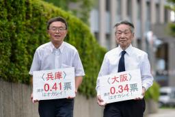　「１票の格差」訴訟の提訴のため大阪高裁に向かう升永英俊弁護士（右）ら＝２２日午前