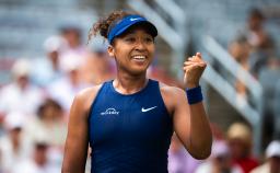 　女子シングルス２回戦を突破した大坂なおみ＝３０日、モントリオール（ゲッティ＝共同）