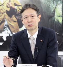 　記者会見するＪＲ東海の丹羽俊介社長＝７日午後、大阪市淀川区