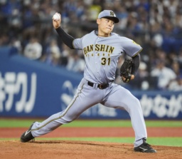 　プロ初先発で５回２安打無失点と力投した阪神・早川＝横浜