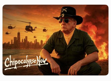 　トランプ米大統領が自身のＳＮＳに投稿した、映画「地獄の黙示録」をパロディー化した加工画像