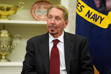 　米オラクルのラリー・エリソン会長＝２月、ワシントン（ＡＰ＝共同）