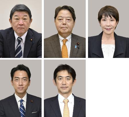 　（上段左から）茂木敏充氏、林芳正氏、高市早苗氏、（下段左から）小泉進次郎氏、小林鷹之氏