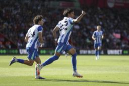 　ボーンマス戦で今季初ゴールを挙げたブライトンの三笘薫＝１３日、英ボーンマス（Ｓｔｅｖｅｎ　Ｐａｓｔｏｎ／ＰＡ提供、ＡＰ＝共同）