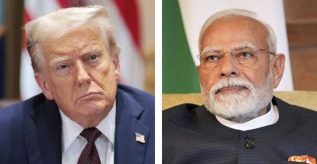 　トランプ米大統領（左）、インドのモディ首相（いずれもゲッティ＝共同）　