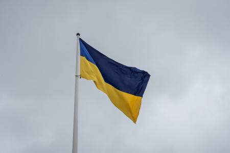 　ウクライナの国旗（アナトリア通信提供・ゲッティ＝共同）