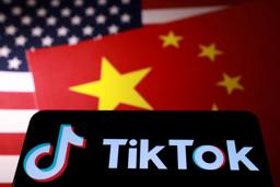 　「ＴｉｋＴｏｋ」のロゴと米国、中国の国旗（ロイター＝共同）