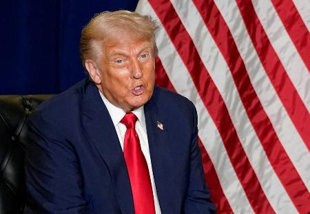 　トランプ米大統領＝２３日、ニューヨーク（ロイター＝共同）