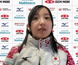 　カーリングのパンコンチネンタル選手権への意欲を語る女子ロコ・ソラーレの藤沢五月＝８日