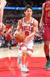 　キャバリアーズ戦でプレーするブルズの河村＝シカゴ（ＮＢＡＥ・ゲッティ＝共同）