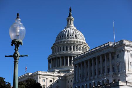 　米議会議事堂の外観＝１０日、ワシントン（ＡＰ＝共同）