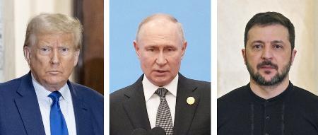 　トランプ米大統領、ロシアのプーチン大統領、ウクライナのゼレンスキー大統領（ゲッティ＝共同）