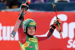 　アルペンスキーＷ杯女子大回転第１戦を制したユリア・シャイプ＝２５日、セルデン（ロイター＝共同）