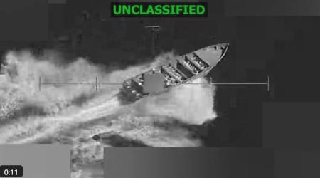 　米南方軍が米時間１６日にＸ（旧ツイッター）で公開した攻撃の映像（米南方軍のＸから、共同）