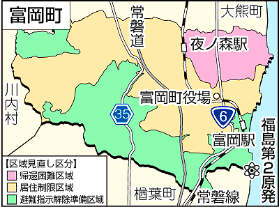 富岡村の避難区域再編図